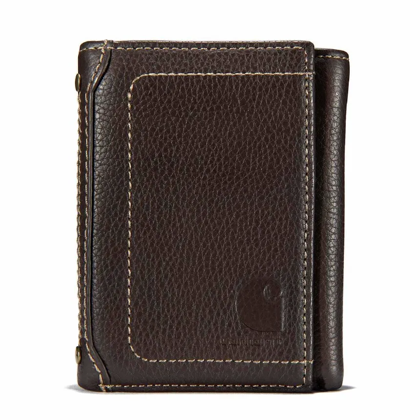 Accessoires_Carhartt_Accessoires Portefeuille Trifold en Cuir Galet pour Homme