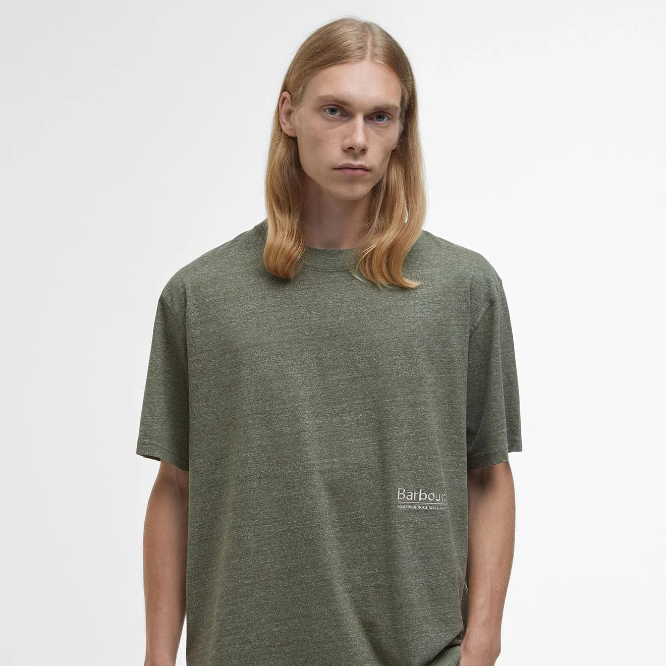 Barbour Calton T-Shirt en mélange de lin couleur olive brûlé