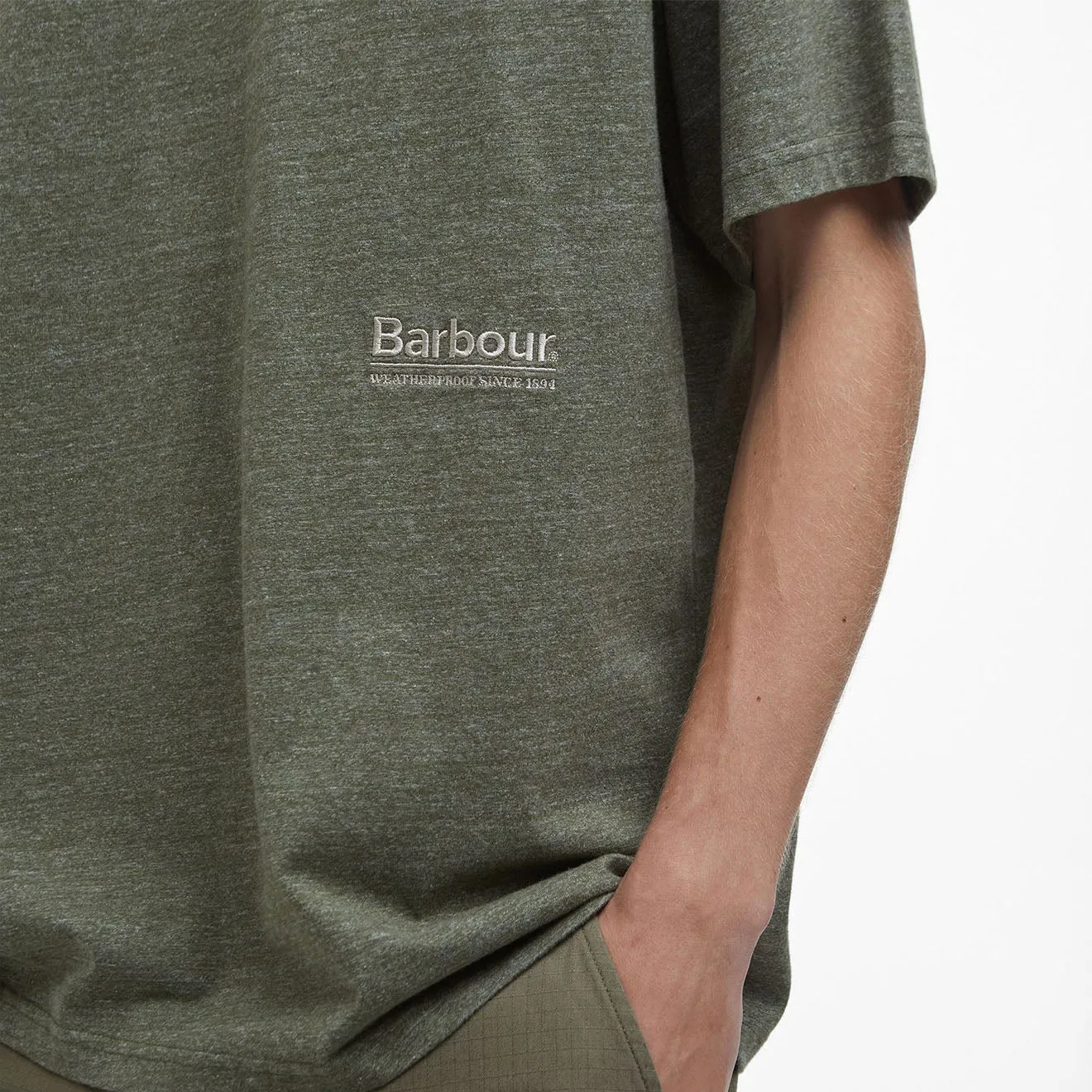 Barbour Calton T-Shirt en mélange de lin couleur olive brûlé