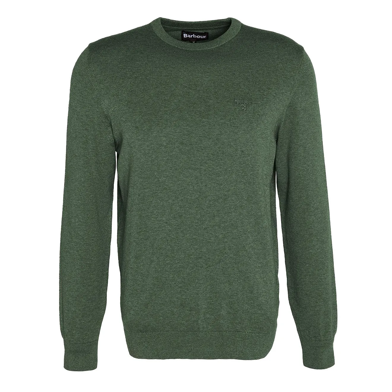Barbour Maille Col Ras en Coton Pima Vert Rifle