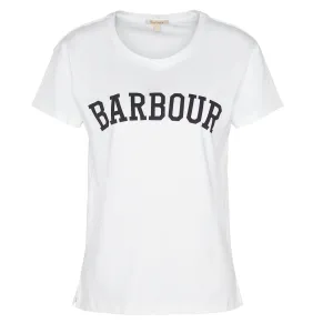 Barbour Womens Northumberland Classic T-Shirt White / Navy Clothing Barbour