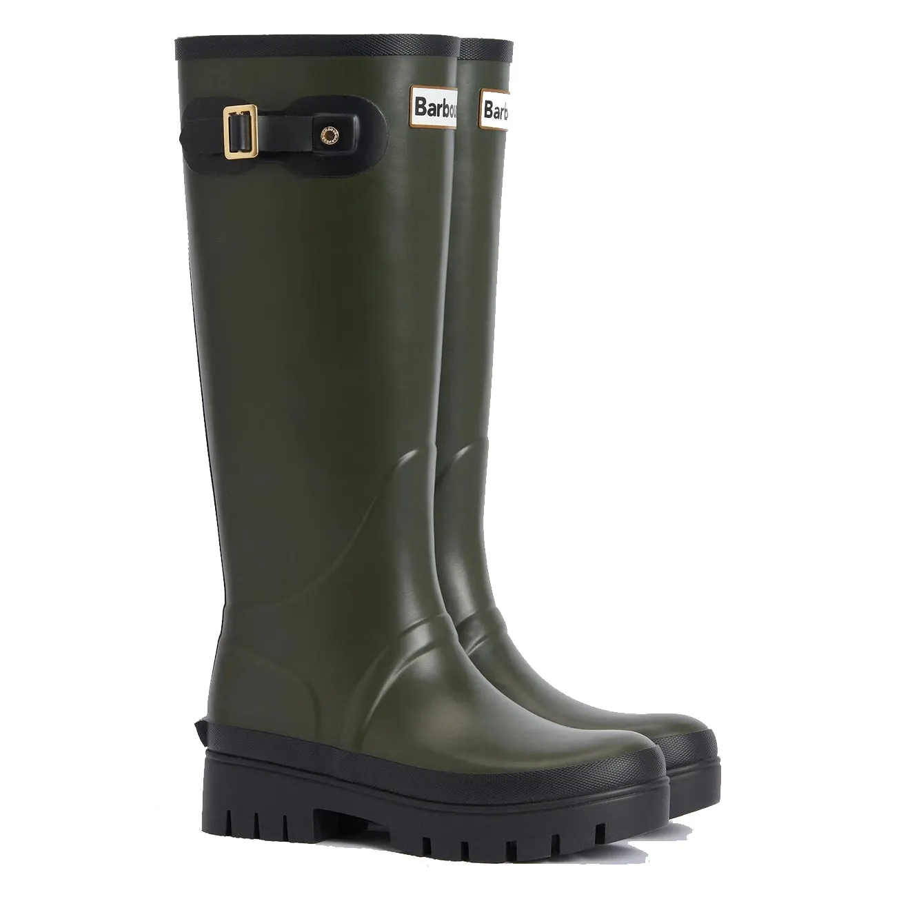 Barbour Bottes de Pluie Hautes Snowdon pour Femme Olive/Noir Vêtements Barbour