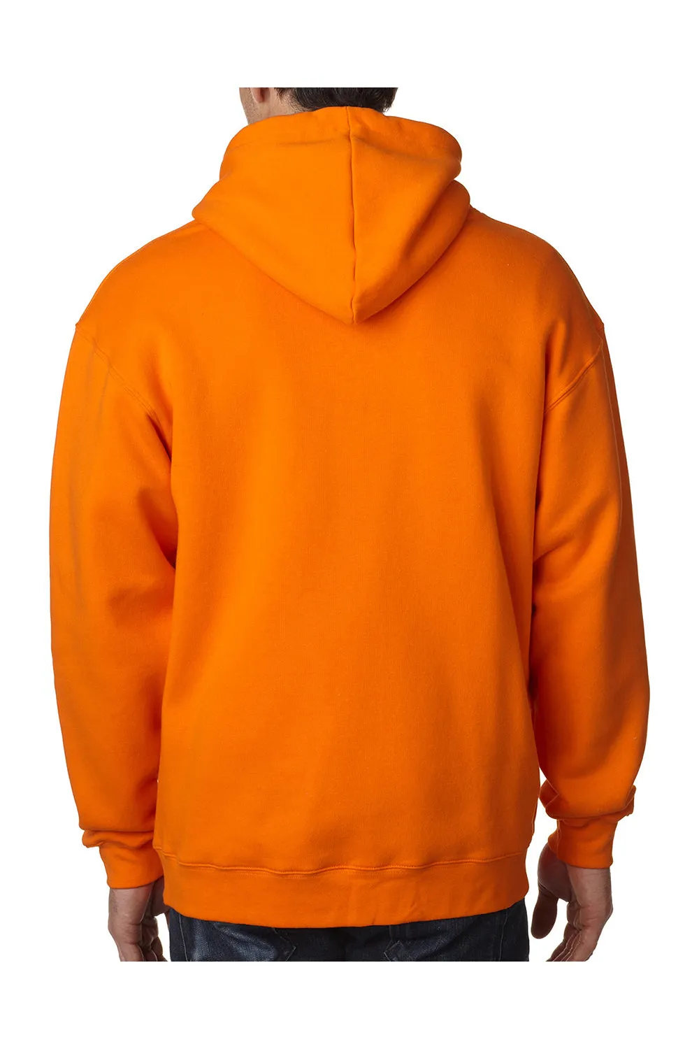 Sweat à capuche Bayside pour hommes avec fermeture éclair et poches - Fabriqué aux États-Unis - Orange vif