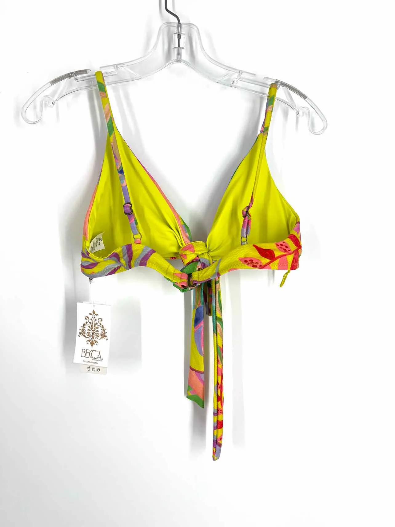 Becca Taille L Jaune/Multicolore Nœud(s) floral(aux) NOUVEAU Maillot de bain Haut de maillot