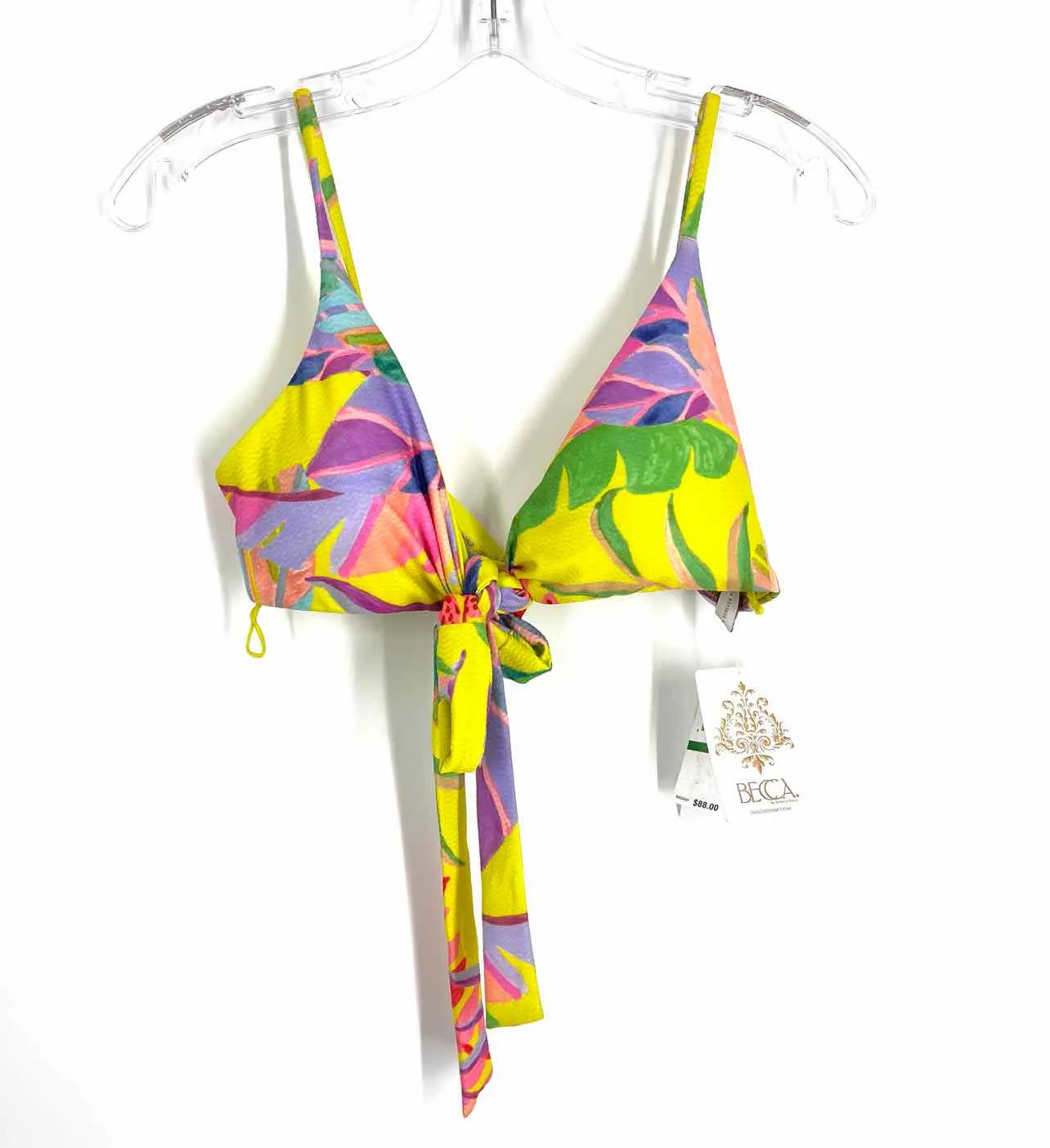 Becca Taille L Jaune/Multicolore Nœud(s) floral(aux) NOUVEAU Maillot de bain Haut de maillot