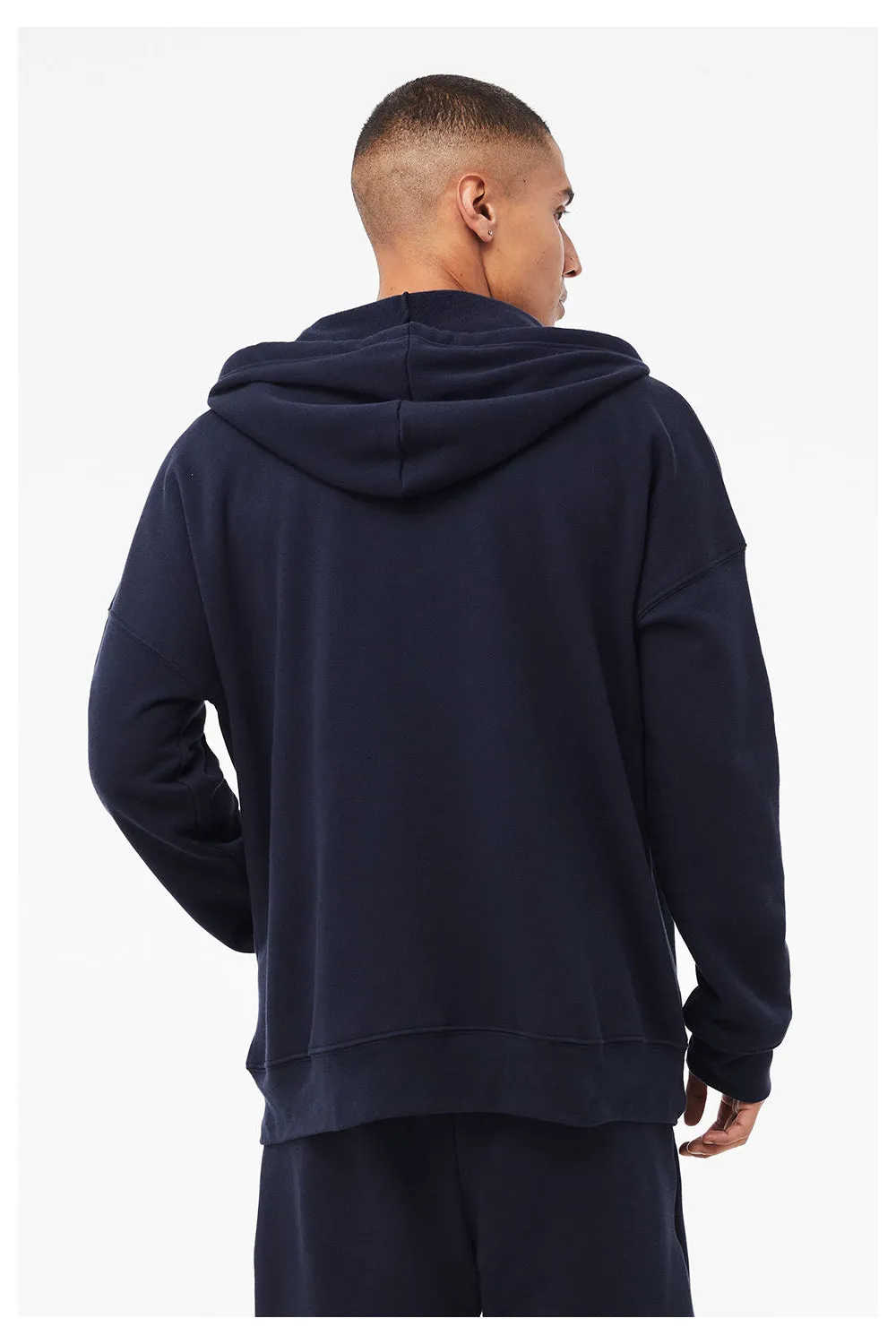 Bella   Canvas Sweat à capuche en éponge polaire pour homme avec fermeture éclair complète et poches - Bleu marine