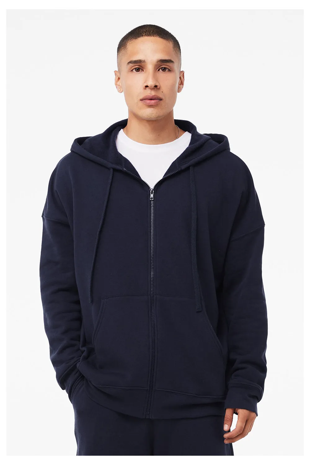 Bella   Canvas Sweat à capuche en éponge polaire pour homme avec fermeture éclair complète et poches - Bleu marine