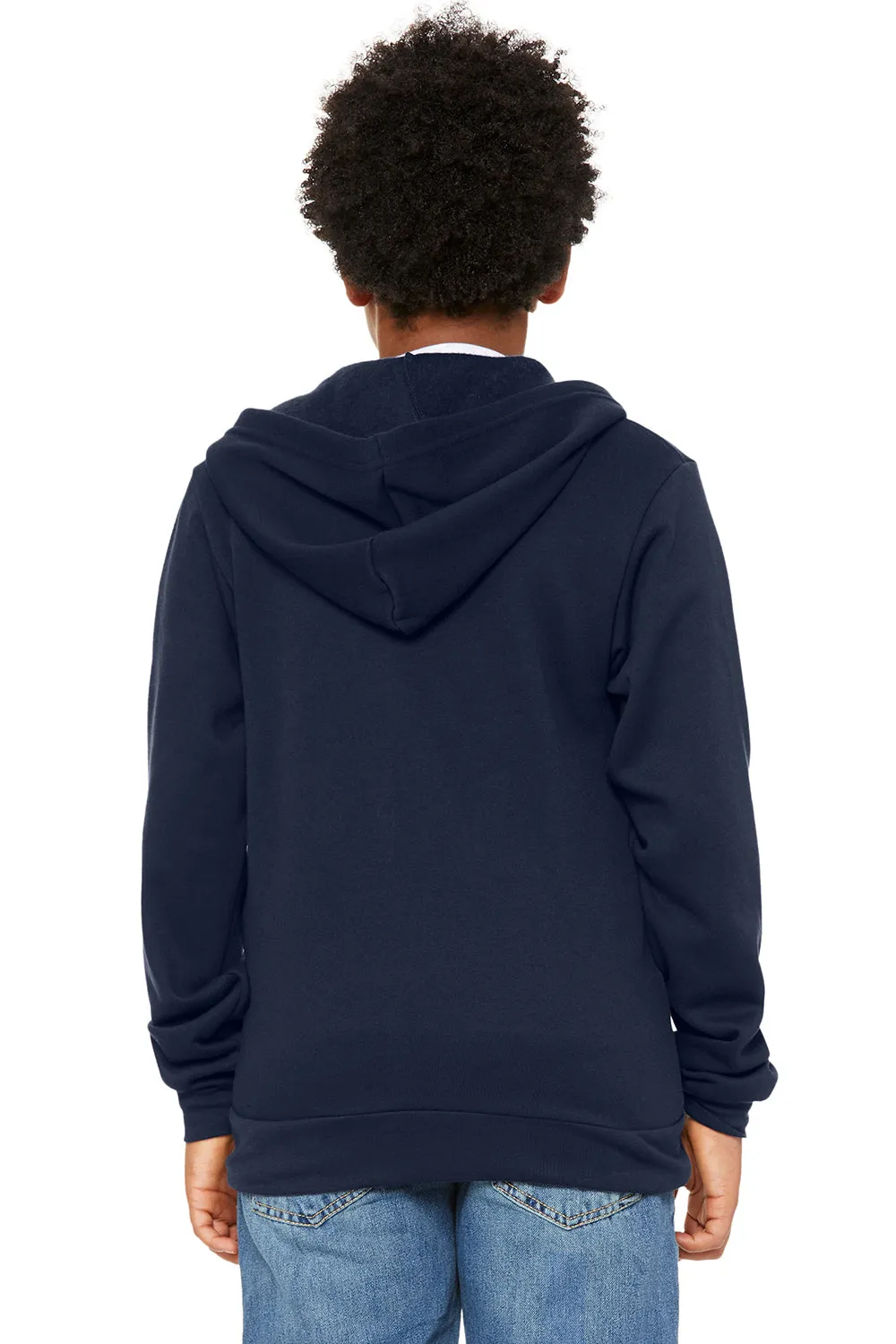 Bella   Canvas Sweat à capuche en polaire éponge pour jeunes avec fermeture éclair complète et poches - Bleu marine