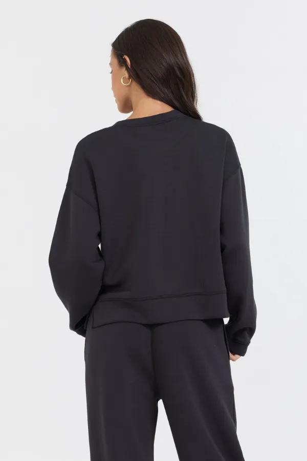 Pull en polaire Cloud à inserts bicolores Noir/Caramel