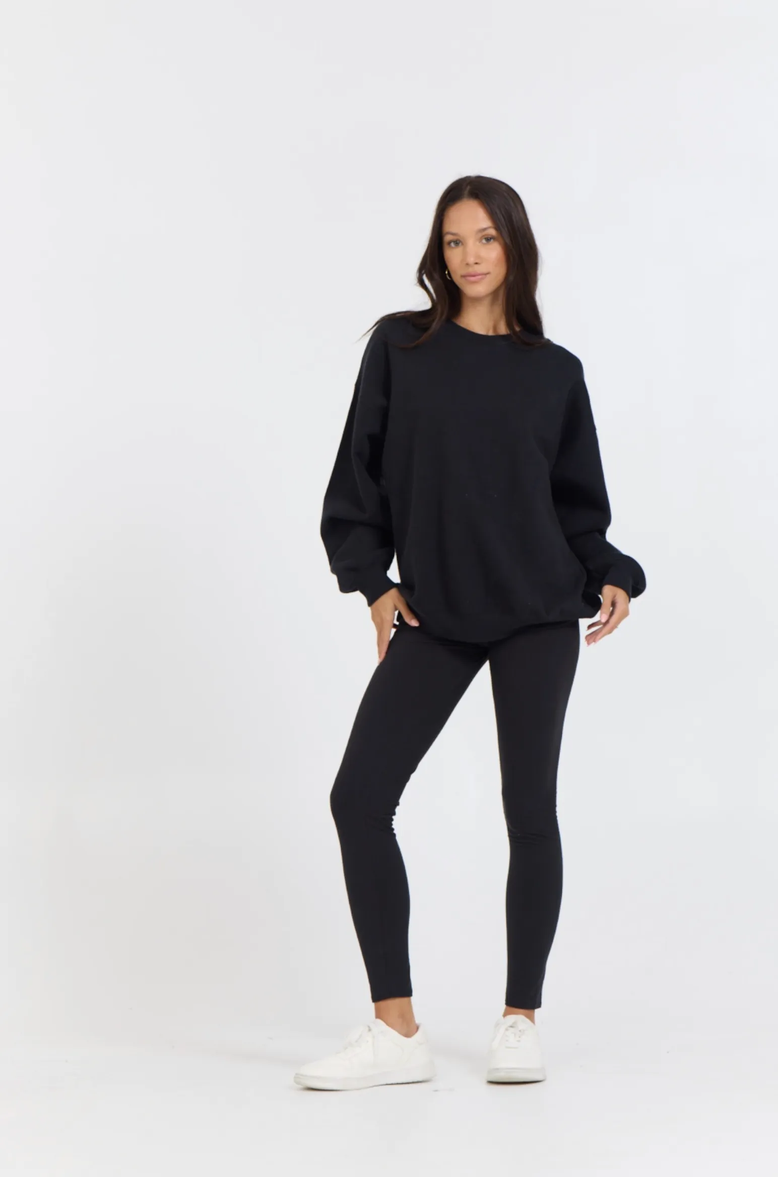 Pull col rond en maille Proweave noir
