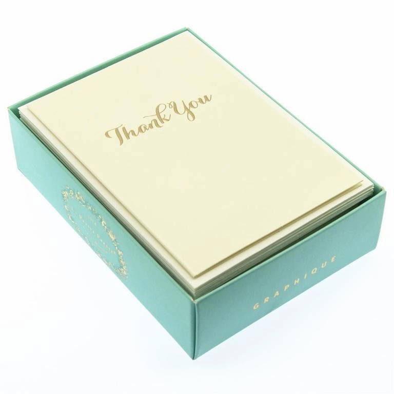 Boxed Thank You Cards - Gold Script