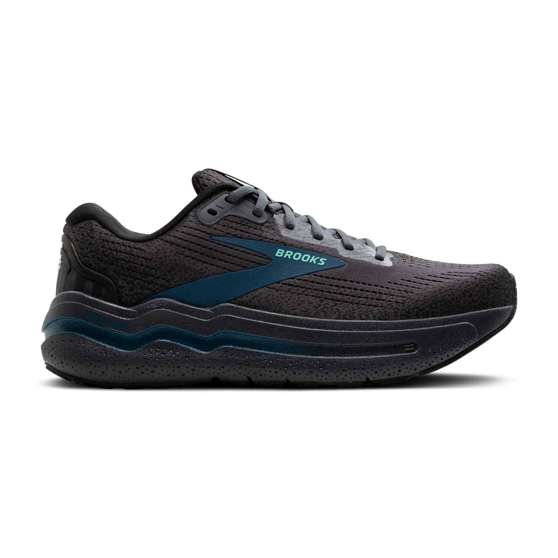 Brooks Mens Ghost Max 2 Wide - Ébène/Cacatoès/Bleu Saphir (1104312E081) Brooks