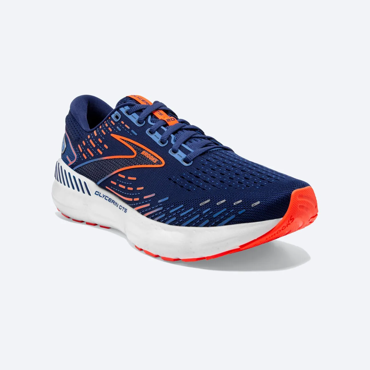 Brooks Mens Glycerin GTS 20 - Bleu Profondeurs/Bleu Palace/Orange (1103831D444) Brooks