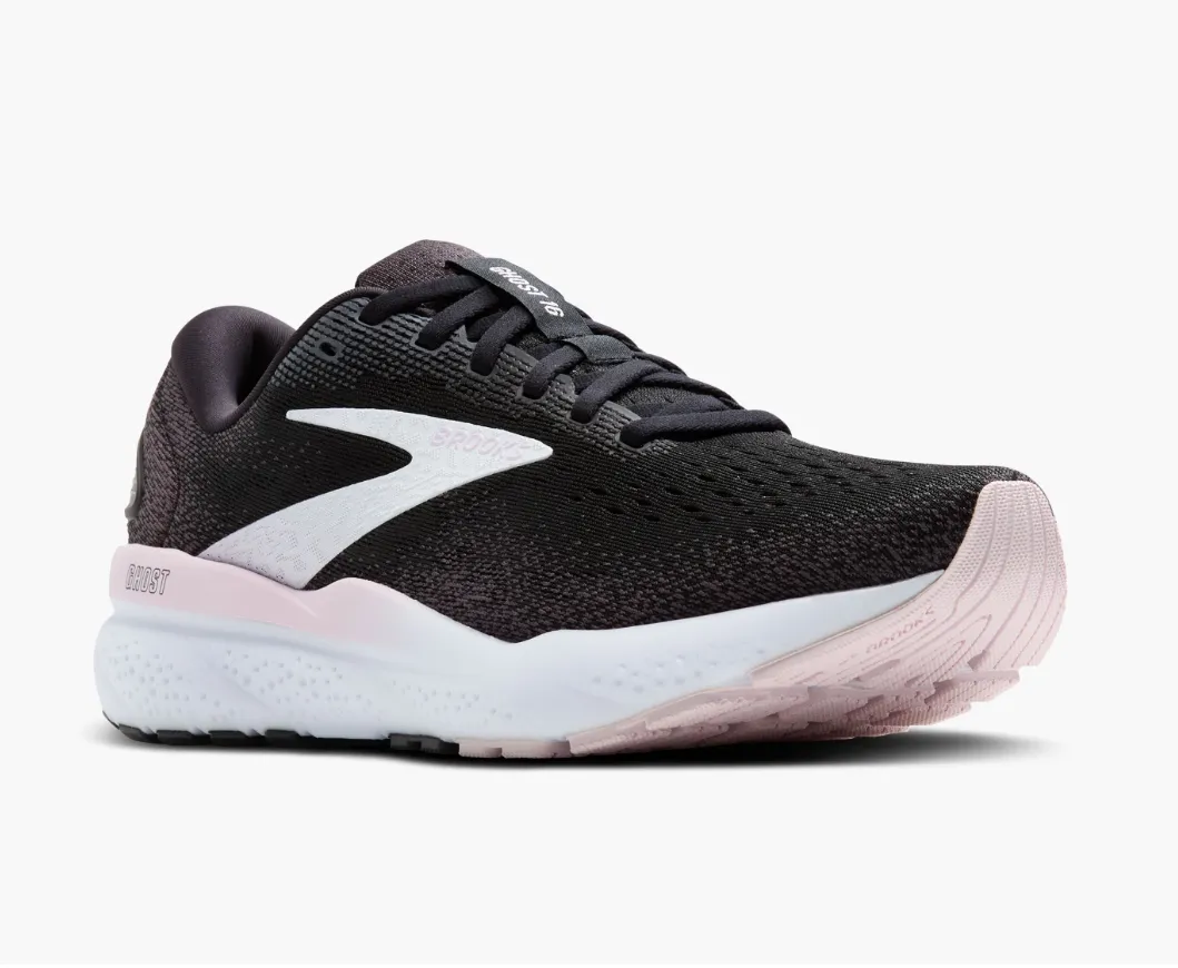 Brooks Womens Ghost 16 - Noir/Blanc/Glace Orchidée (1204071B077) Brooks