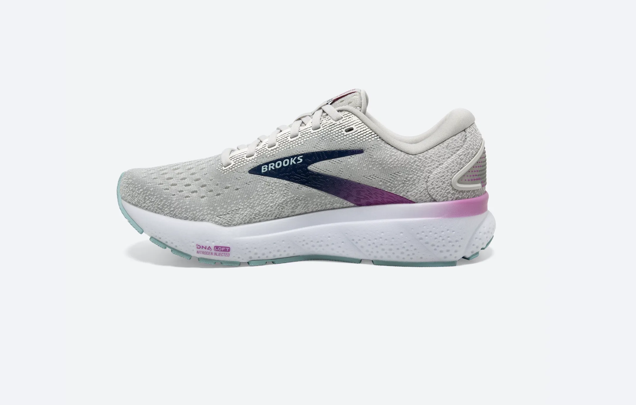Brooks Womens Ghost 16 - Blanc/Gris/Bleu Domaine (1204071B175) Brooks