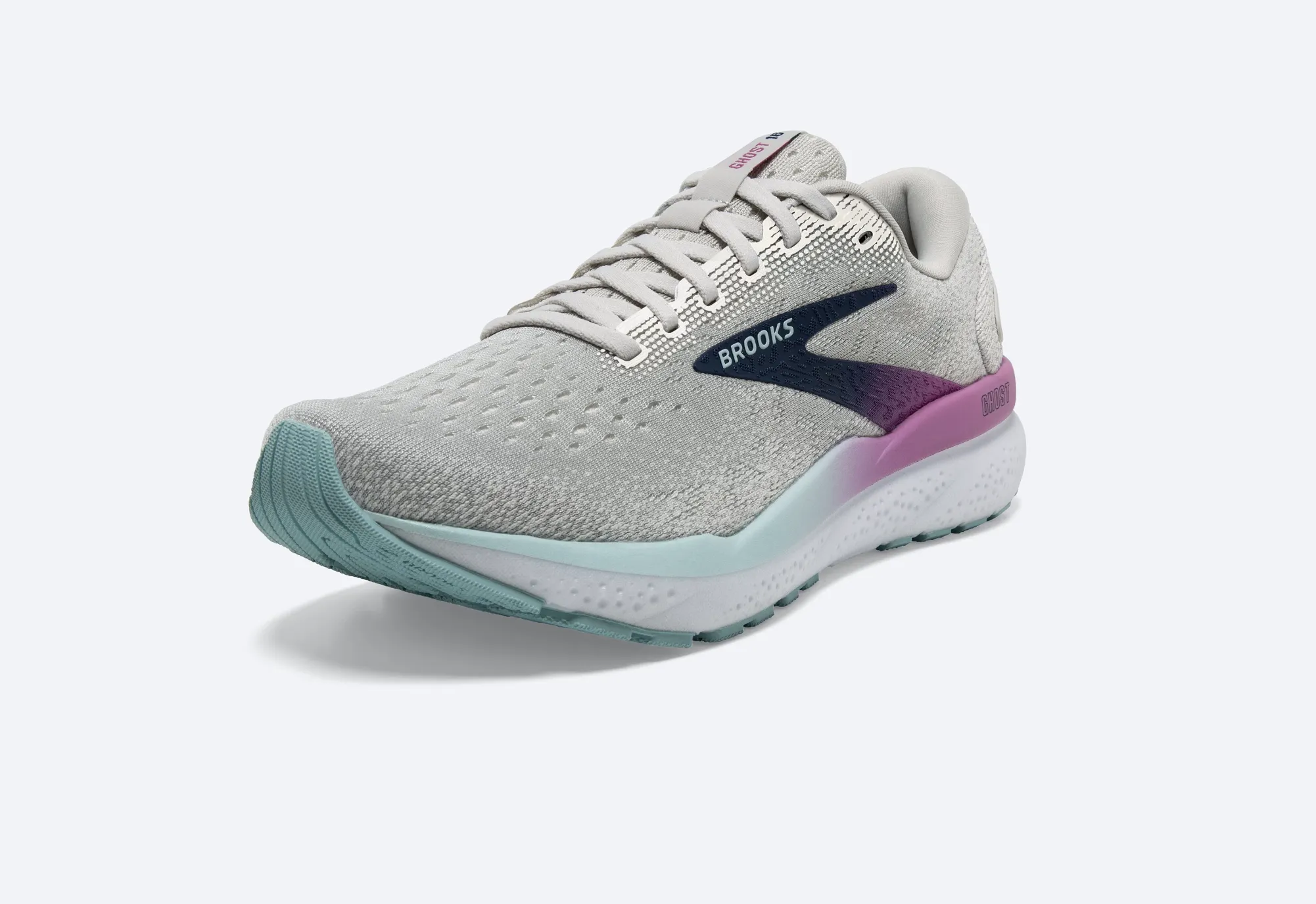 Brooks Womens Ghost 16 - Blanc/Gris/Bleu Domaine (1204071B175) Brooks