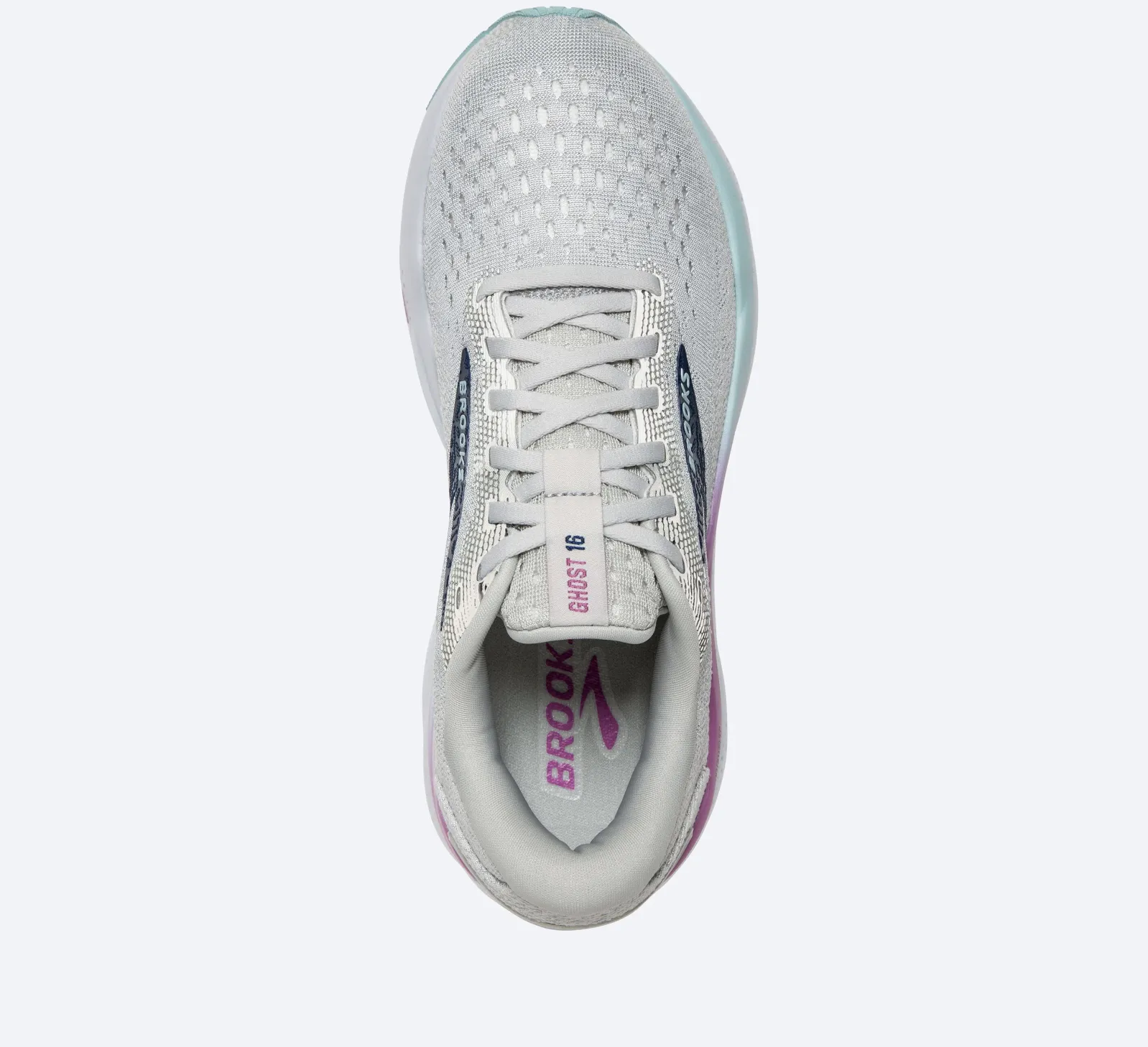 Brooks Womens Ghost 16 - Blanc/Gris/Bleu Domaine (1204071B175) Brooks