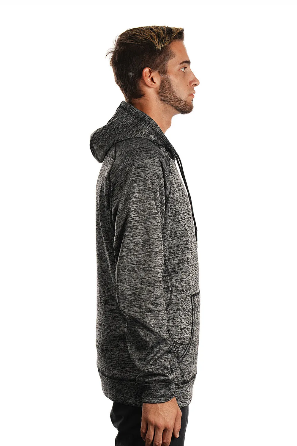 Burnside Sweat à capuche performance pour hommes avec poche kangourou - Gris charbon chiné