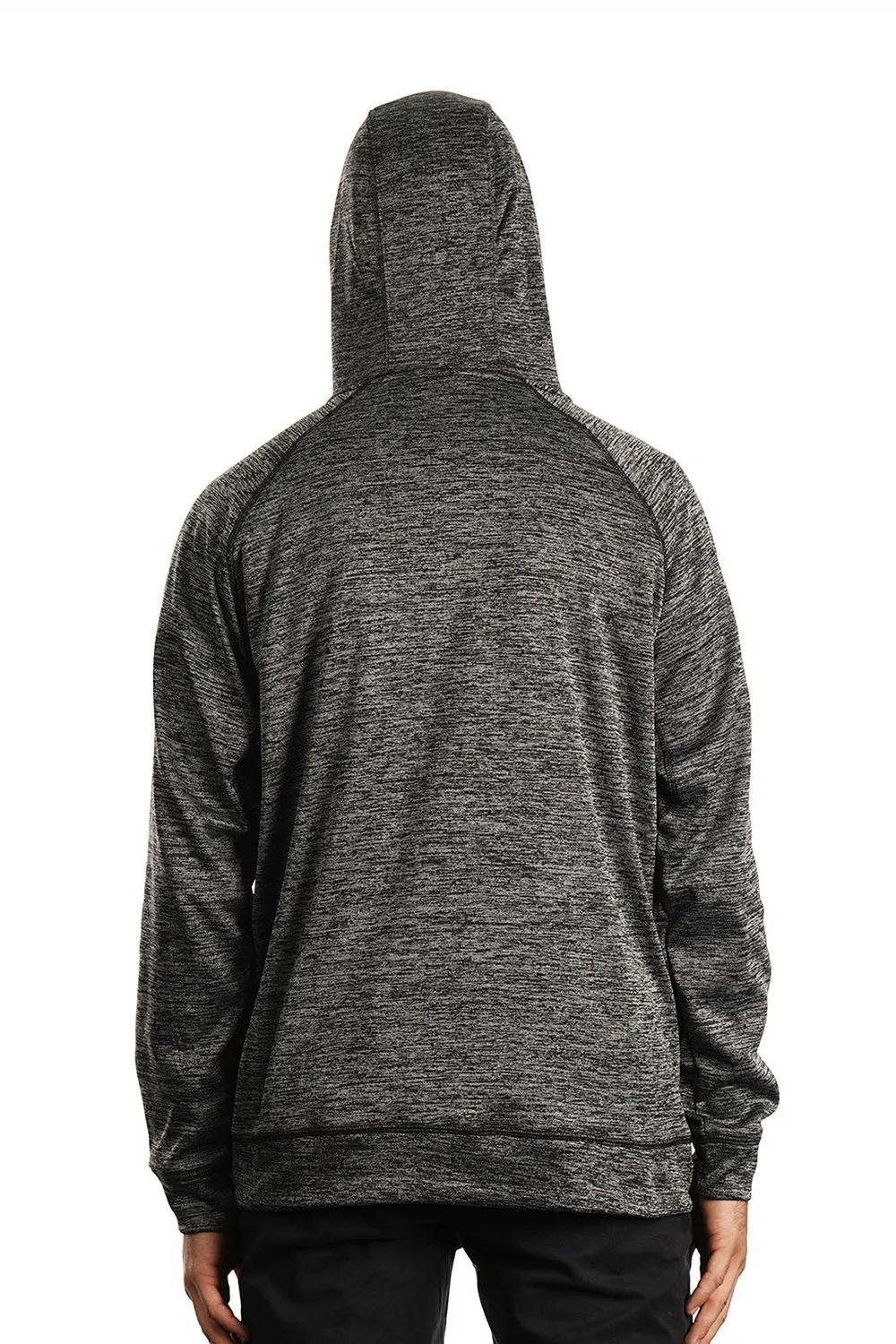 Burnside Sweat à capuche performance pour hommes avec poche kangourou - Gris charbon chiné