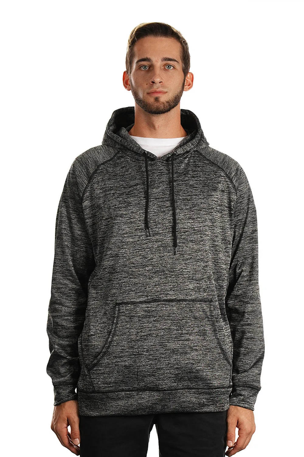 Burnside Sweat à capuche performance pour hommes avec poche kangourou - Gris charbon chiné