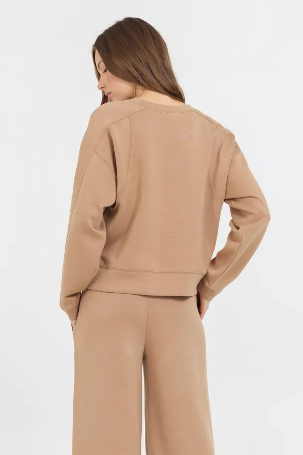 Pull en polaire nuage caramel