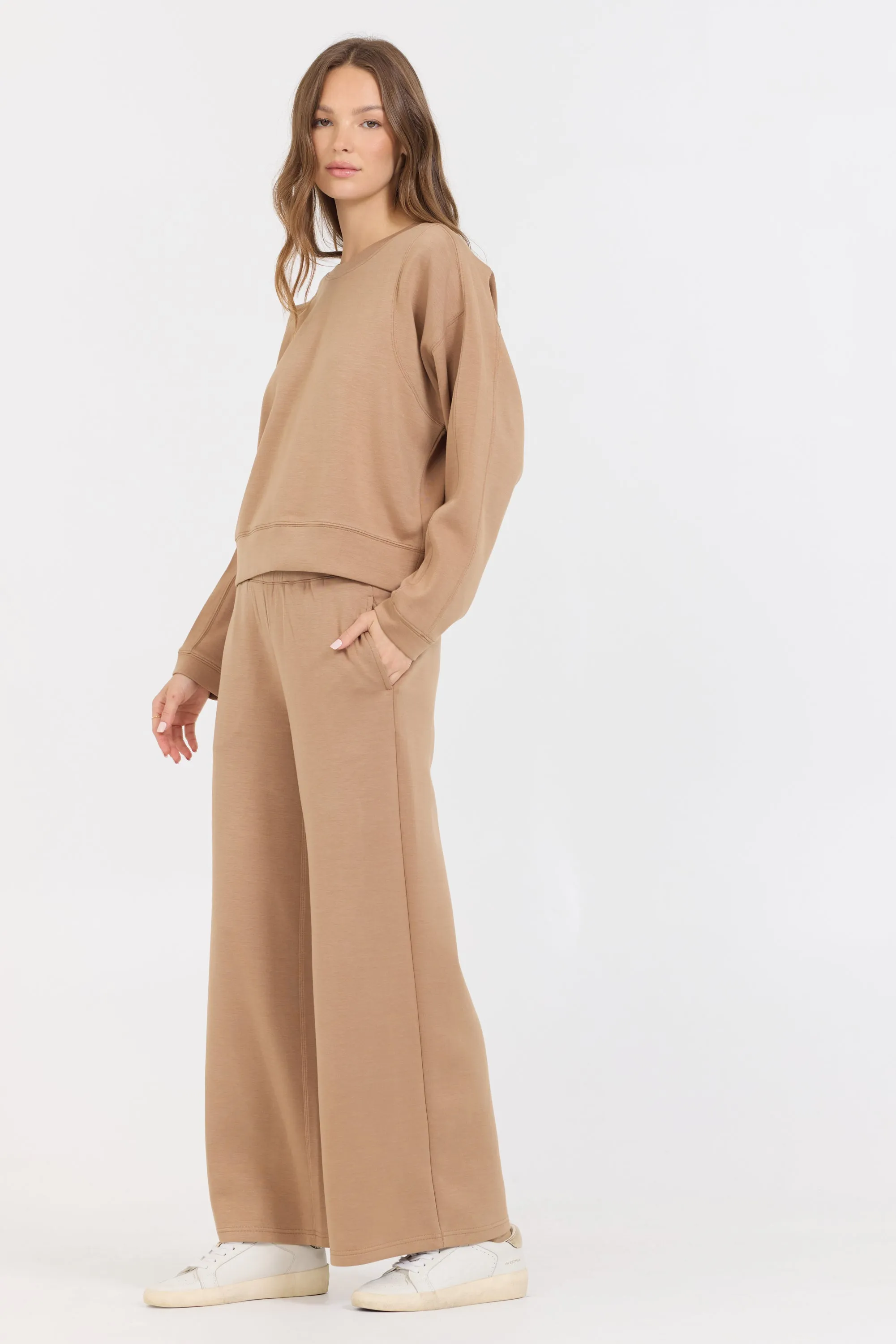 Pull en polaire nuage caramel