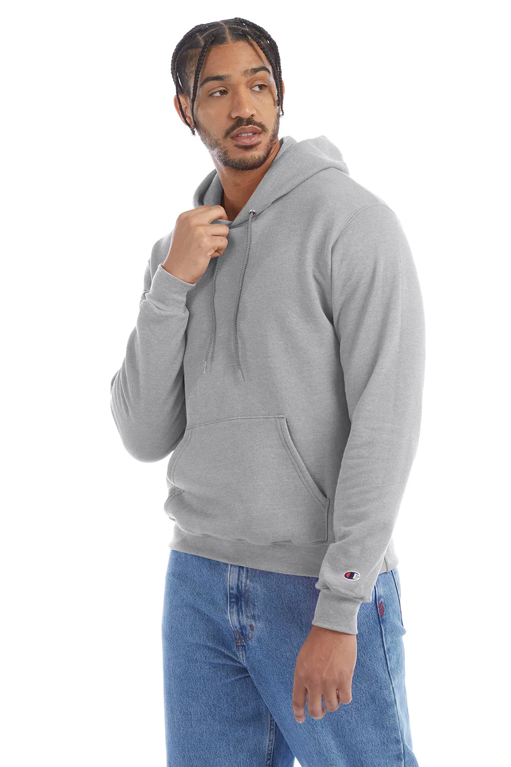 Champion Sweat à capuche pour homme en polaire double séchage éco anti-humidité avec poche kangourou - Gris acier clair