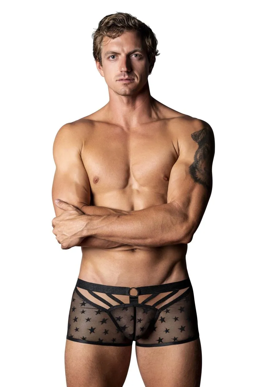 Vêtements Homme Power Sous-vêtements Homme Power 122-291 Short Love Star avec Anneau Couleur Noir