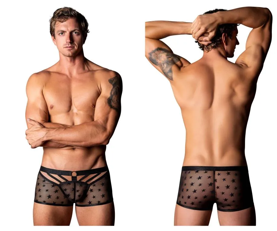 Vêtements Homme Power Sous-vêtements Homme Power 122-291 Short Love Star avec Anneau Couleur Noir