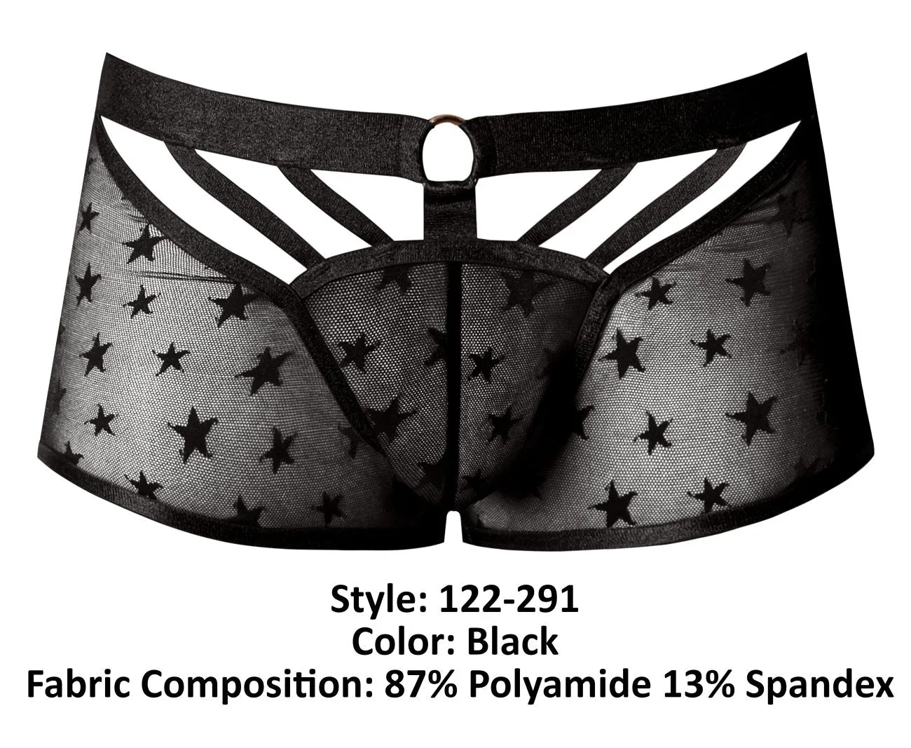 Vêtements Homme Power Sous-vêtements Homme Power 122-291 Short Love Star avec Anneau Couleur Noir