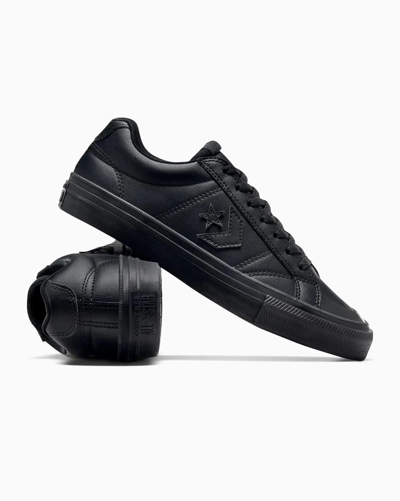 CONVERSE UNISEX CONVERSE SPORT DÉCONTRACTÉ FAUX CUIR BASSE NOIR MONO NOIR CHAUSSURES