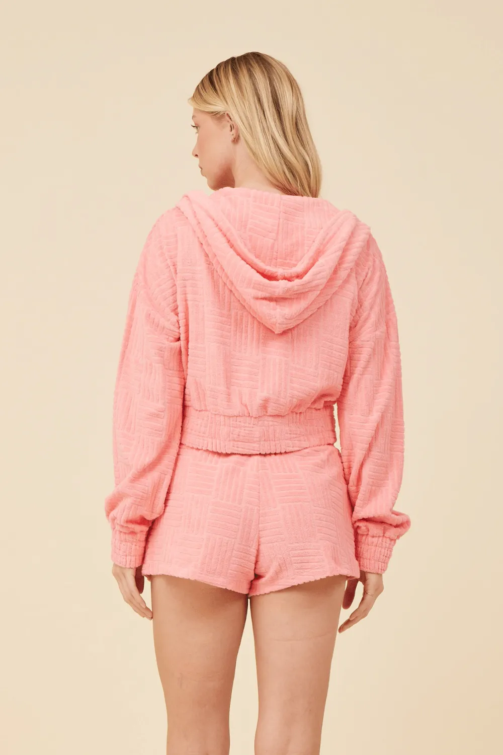 Zip en éponge cordée corail
