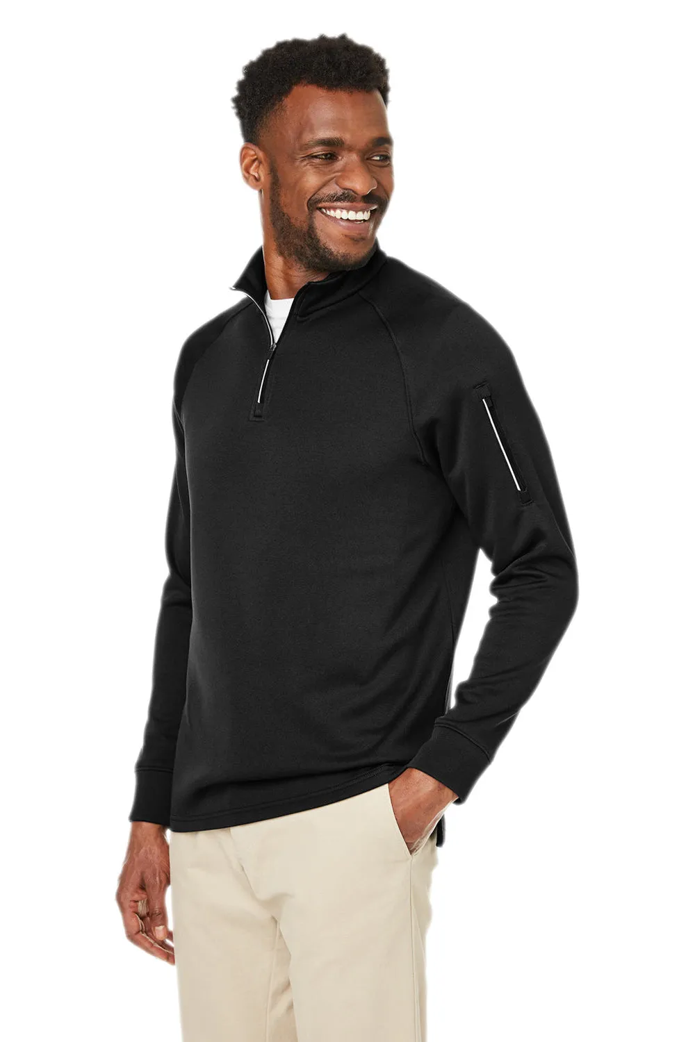 Core 365 Hommes Fusion ChromaSoft Anti-Static Polaire Sweat à Capuche 1/4 Zip avec Poche - Noir