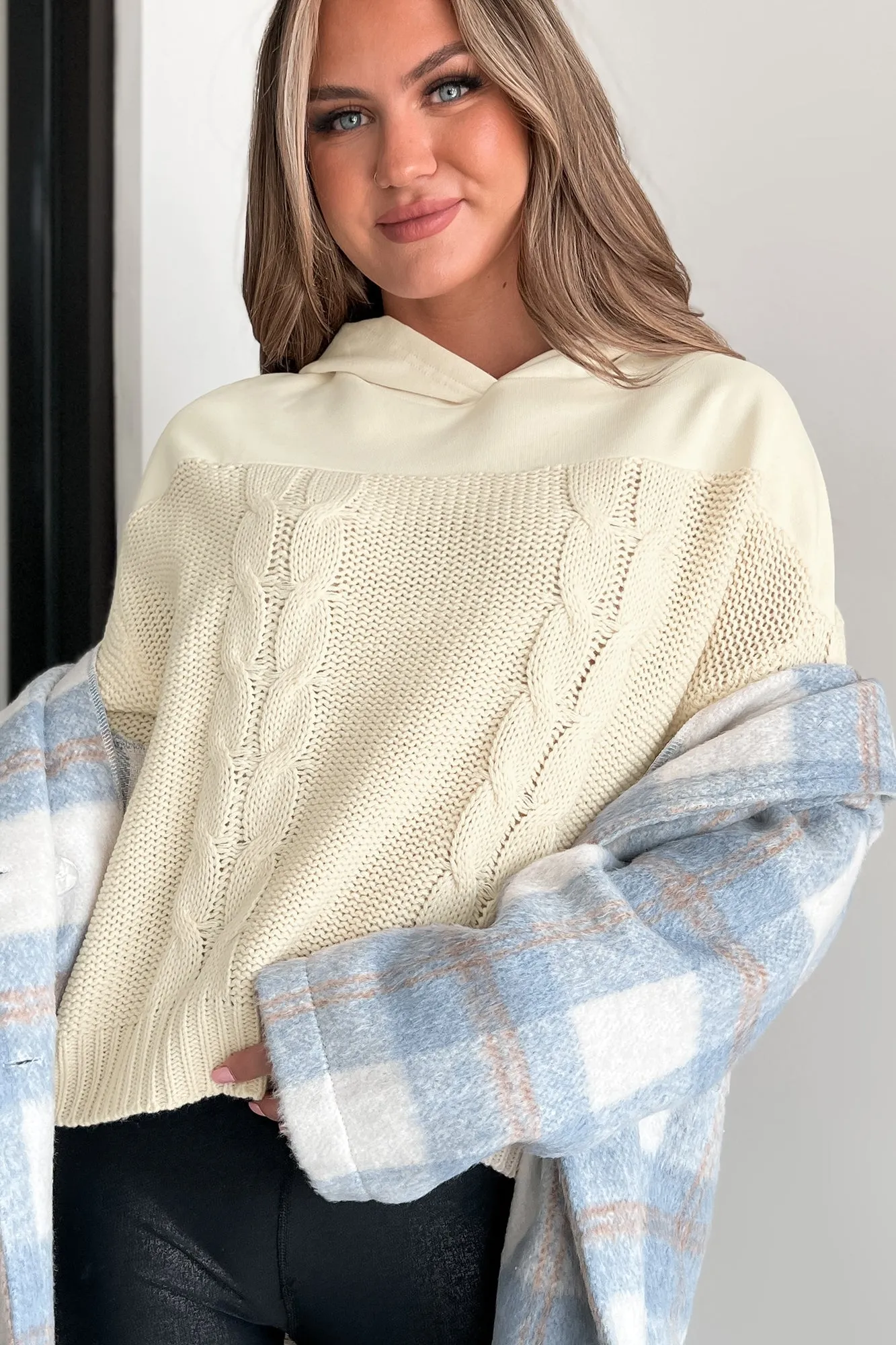 Pull à capuche tricoté confortable Accord (Coquille d'œuf)