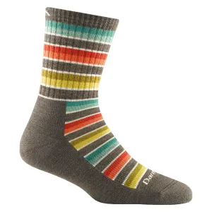 Darn Tough Socks Women's Hiker Decade Stripe Micro Crew Midweight Taupe