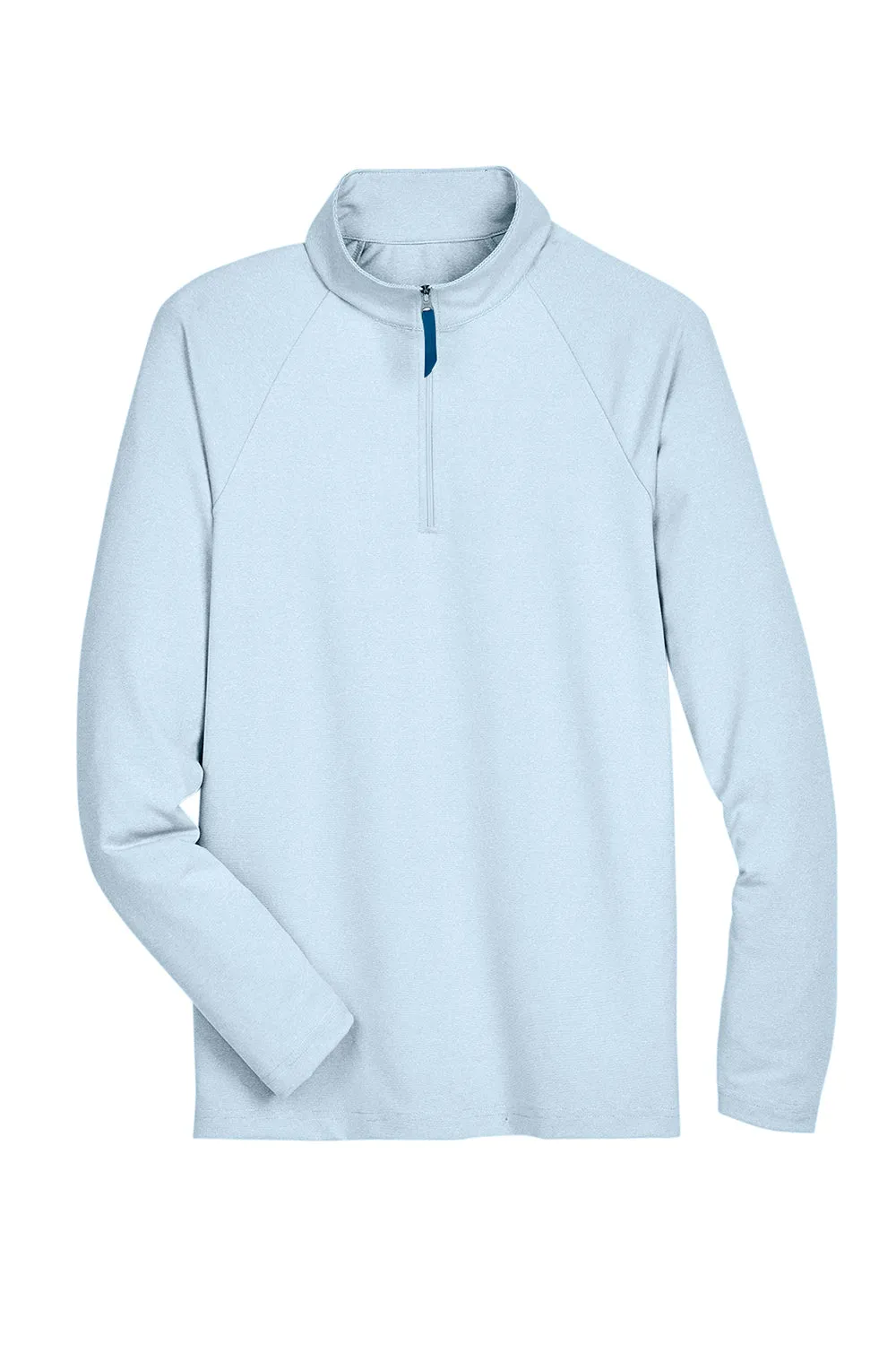 Devon & Jones Sweat-shirt à capuche 1/4 zip pour hommes CrownLux Clubhouse Performance à évacuation de l'humidité - Bleu océan