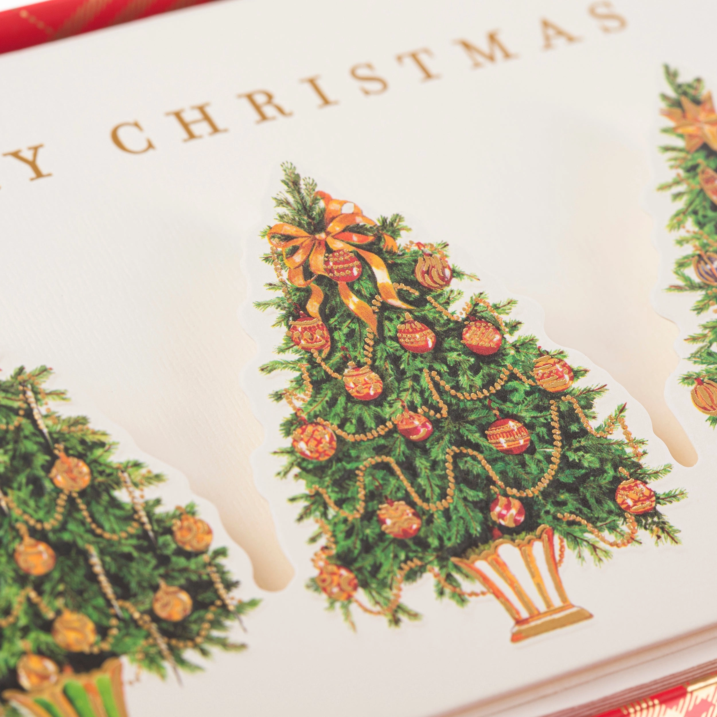 Cartes de vœux de Noël en trio d'arbres découpés sous coffret