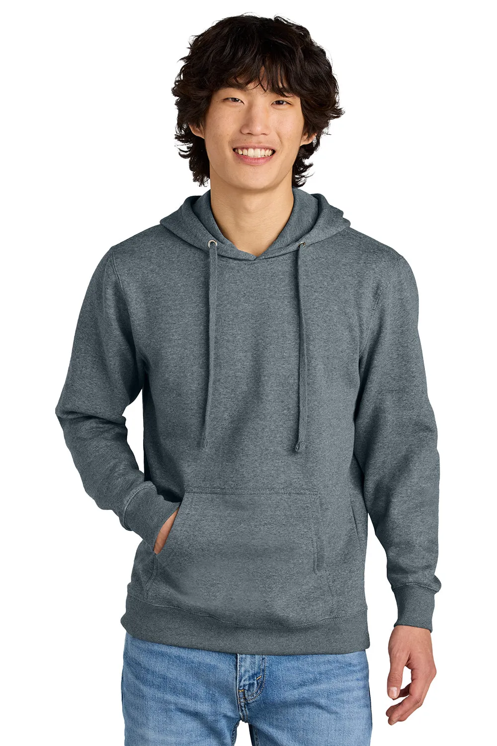 Pull à capuche en polaire très important pour hommes District avec poche kangourou - Bleu silex chiné