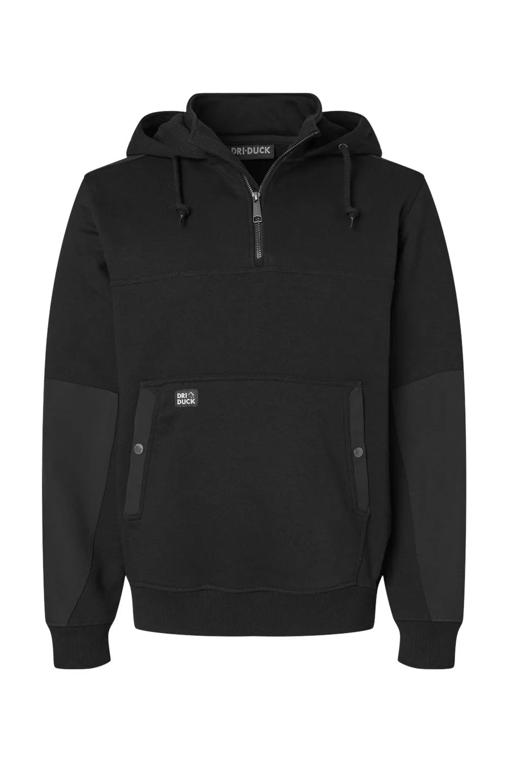 Dri Duck Sweat à capuche résistant à l'eau pour hommes avec poche kangourou et fermeture éclair 1/4 - Noir