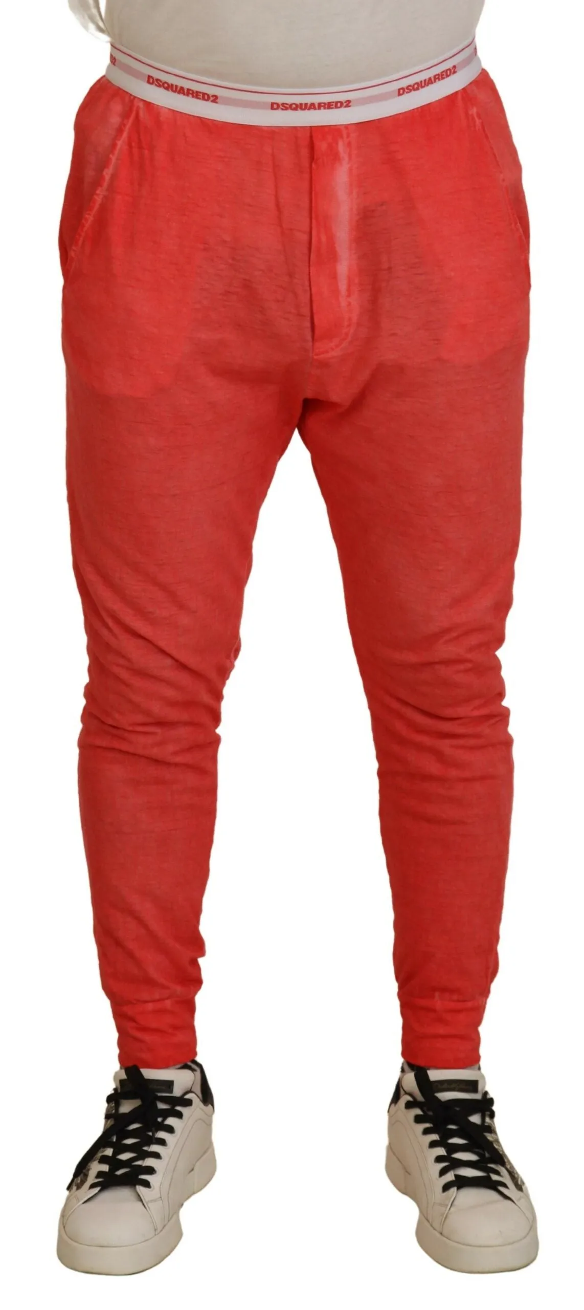 Dsqua2 Pantalon Homme à Taille Élastique en Coton avec Logo
