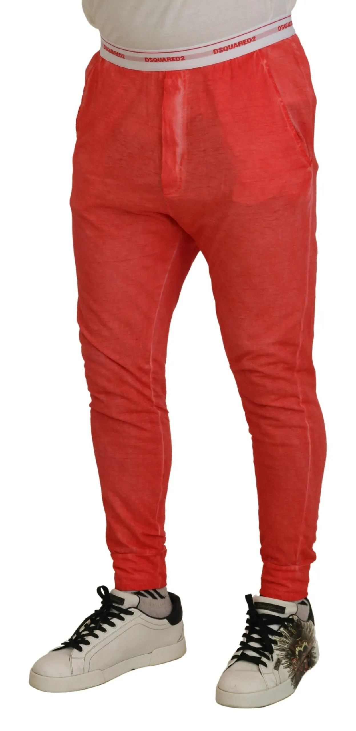 Dsqua2 Pantalon Homme à Taille Élastique en Coton avec Logo