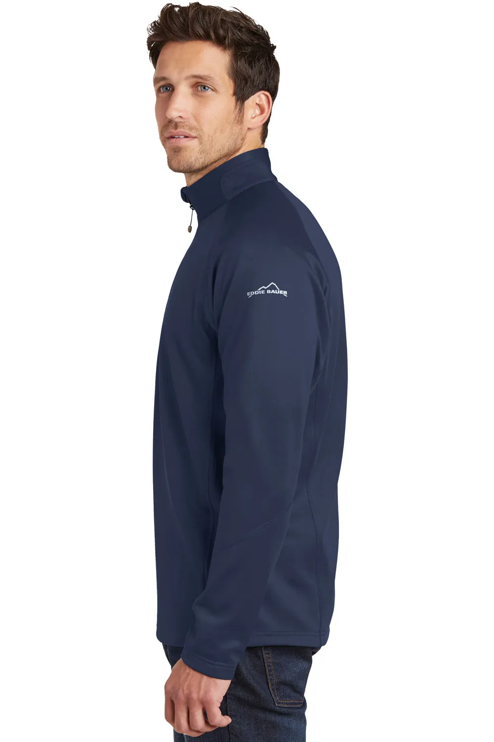 Eddie Bauer Pull à capuche 1/4 zip en polaire technique pour homme avec poche - Bleu marine River