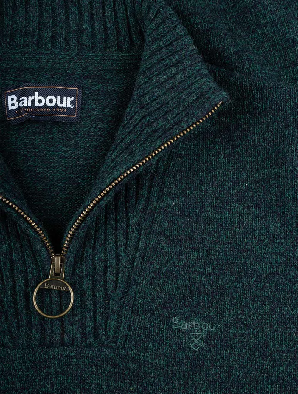 Pull en laine mérinos mi-zippé mélange algues
