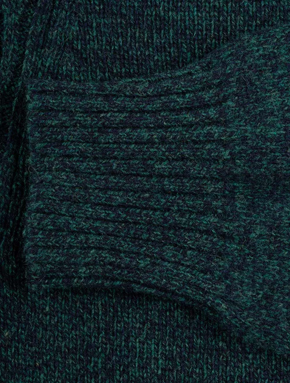 Pull en laine mérinos mi-zippé mélange algues