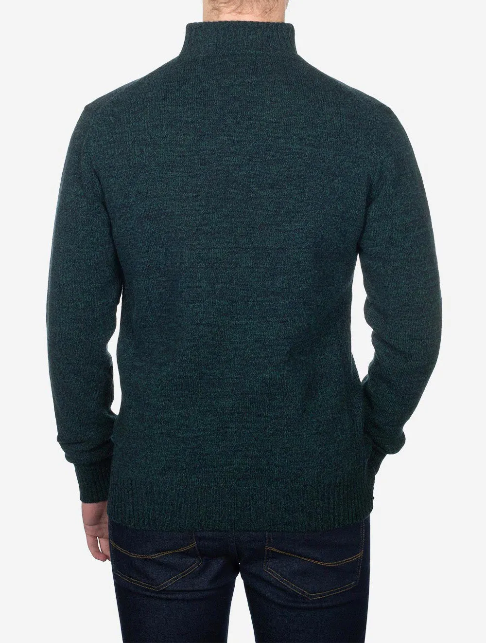 Pull en laine mérinos mi-zippé mélange algues