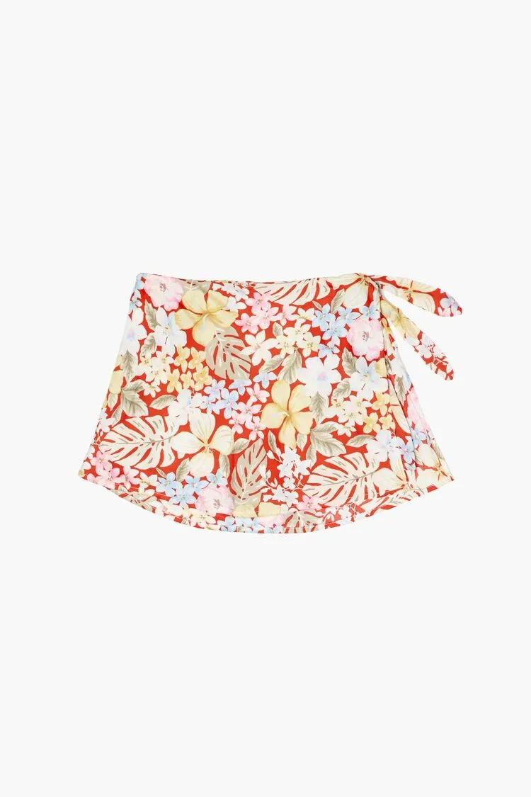 Forever 21 Jupe Florale Tropicale pour Fille (Enfant) Rouge/Multicolore Forever 21