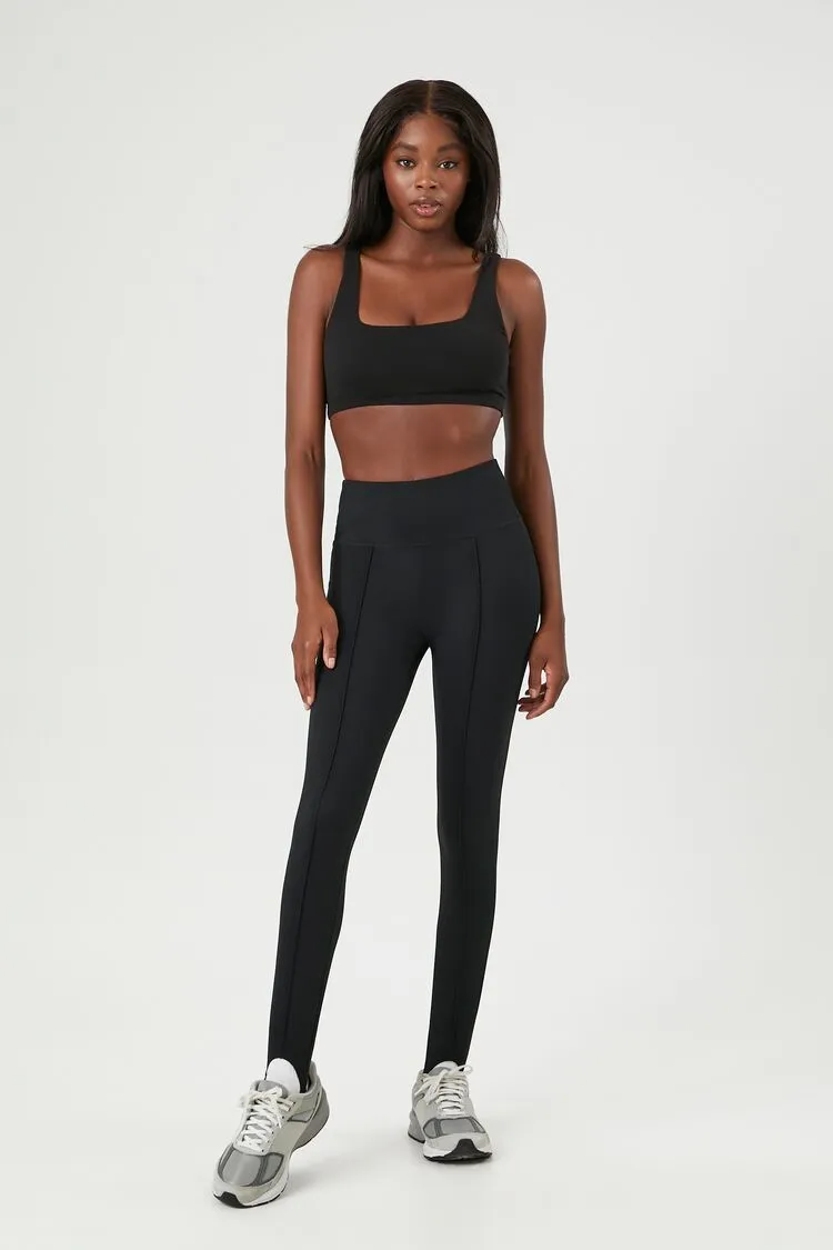 Forever 21 Leggings de Ski Actifs pour Femme à Haute Taille avec Étriers Noir Forever 21