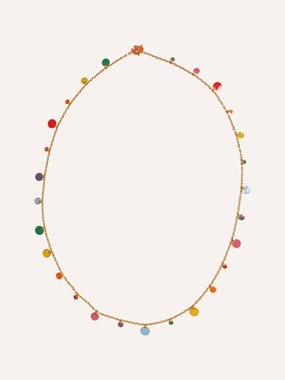 Gold Enamel Small Dangle Necklace