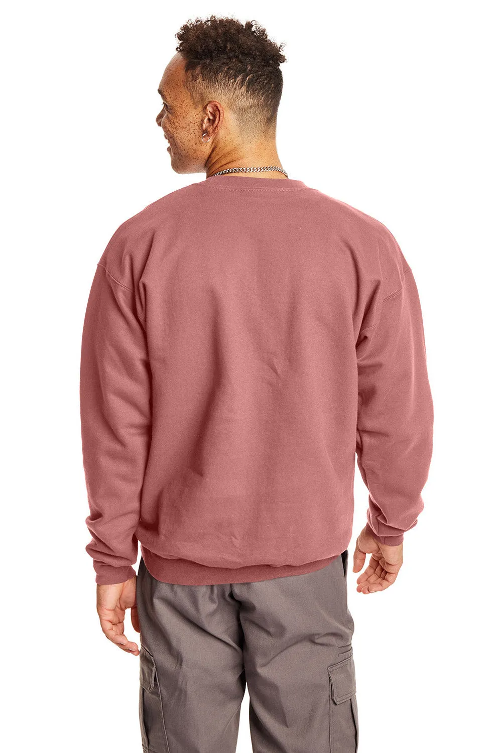 Hanes Sweat-shirt à col rond pour hommes en coton ultime PrintPro XP résistant aux boulochages - Mauve