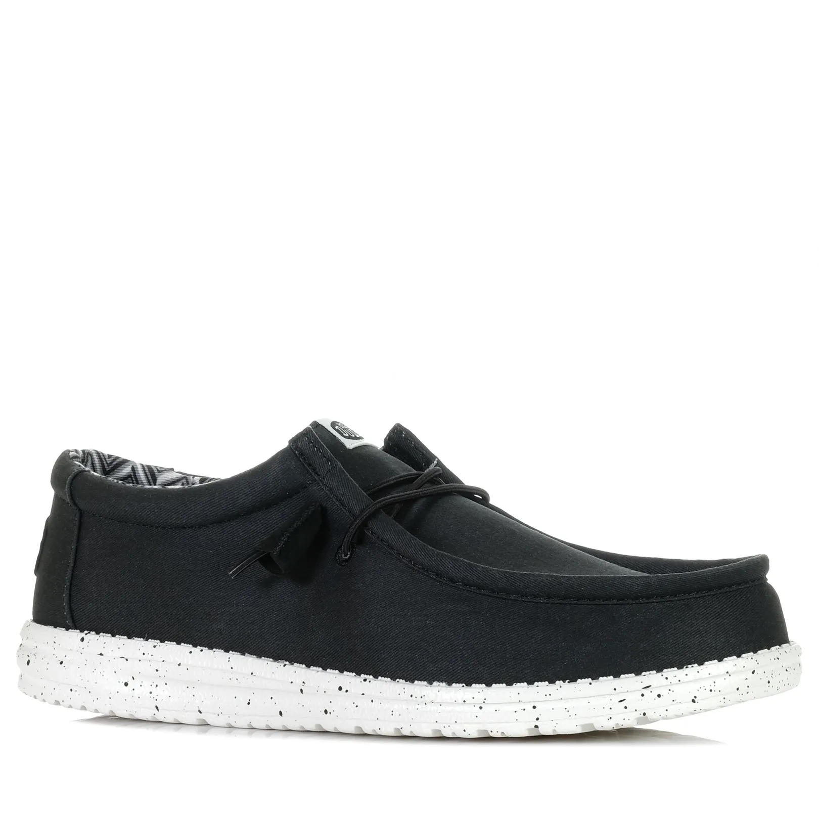Hey Dude Chaussures Wally Stretch Toile Noir/Blanc